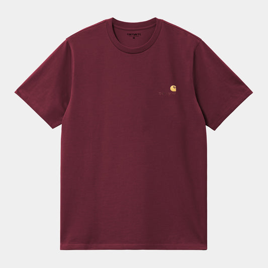 S/S American Script T-Shirt - Malbec