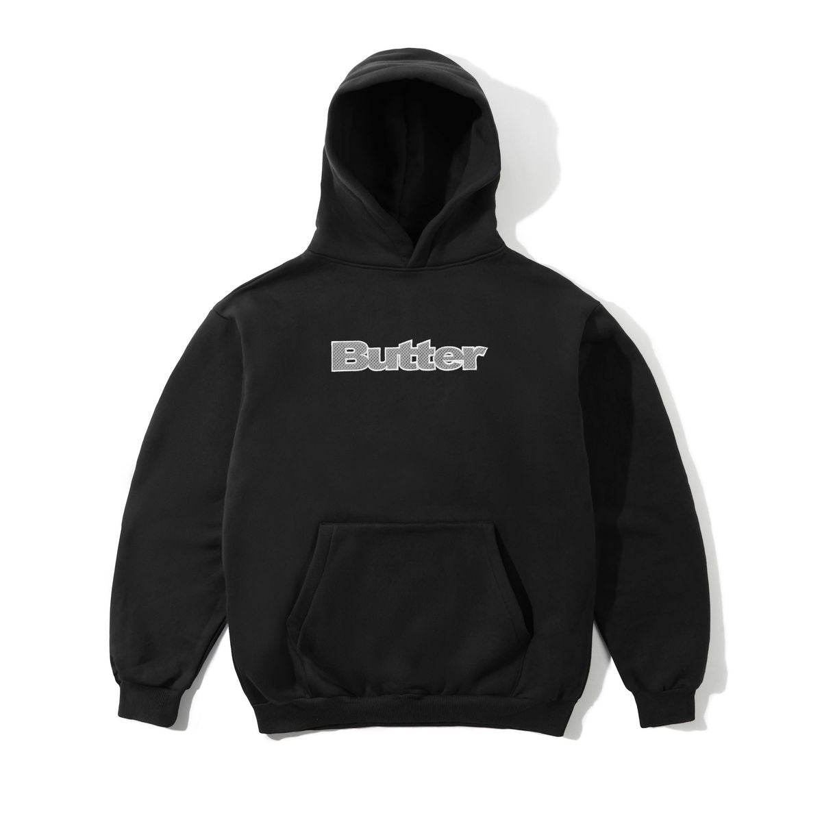 Textured Logo Pullover Hood - Black