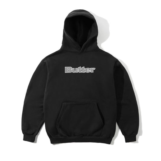 Textured Logo Pullover Hood - Black