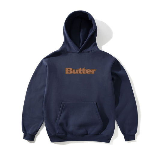 Textured Logo Pullover Hood - Navy