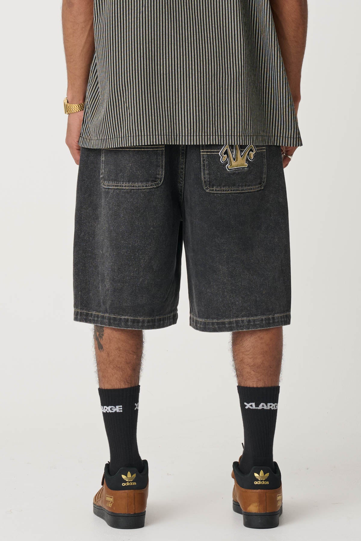 Folded Crown Bull Denim Short - Double Dye Black