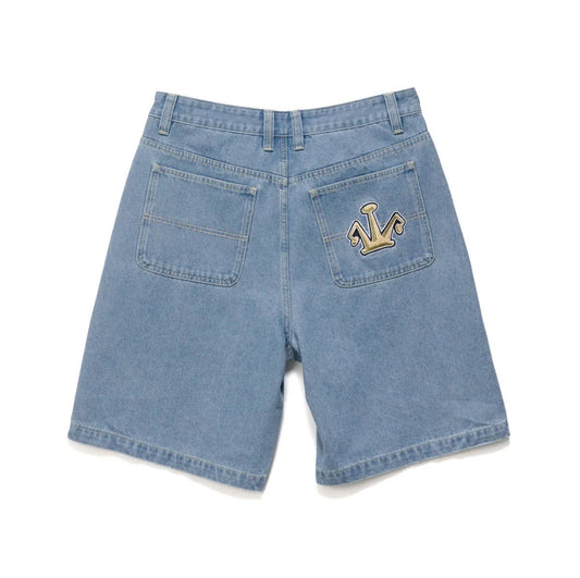 Folded Crown Bull Denim Short - Mid Blue