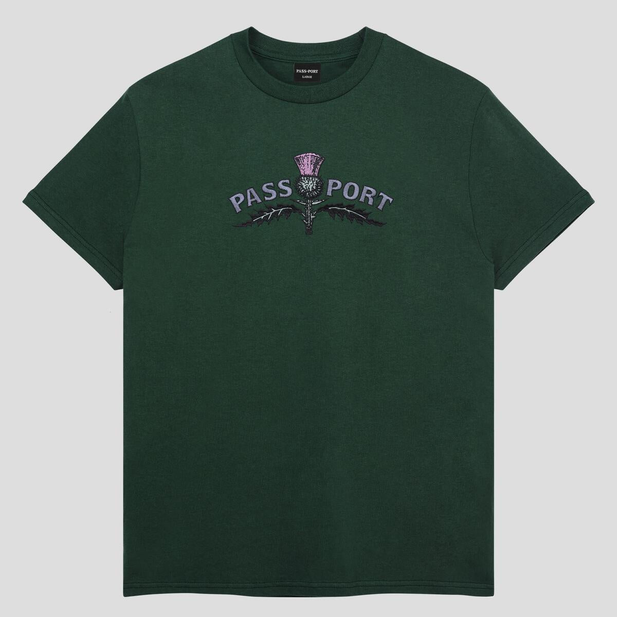 Thistle Embroidery Tee - Forest Green