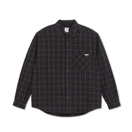 Mitchell LS Flannel Shirt - Navy/Brown