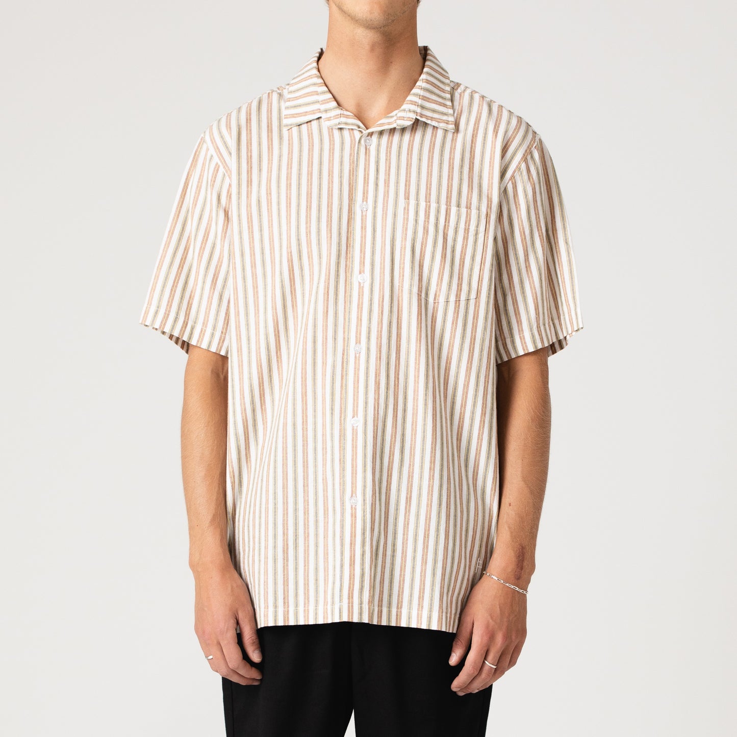 Reynolds Striped SS Shirt - Ochre